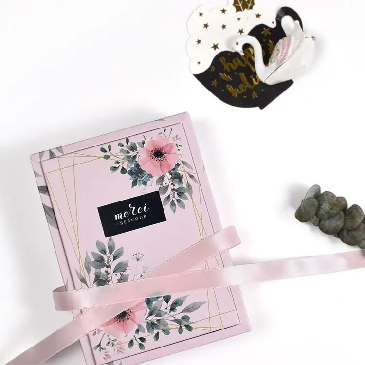 Eucalyptus Globulus Pattern Box with Ribbon for Tea Soap Moon Cake Packaging Gift Paper Box