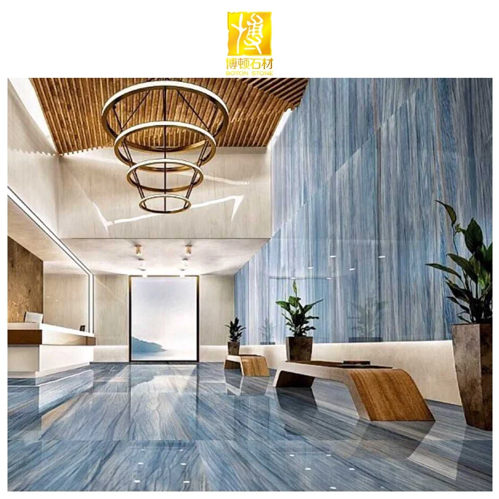 BOTON STONE High Quality Natural Stone Polished Slab Floor Tile Price Blue Azul Macauba Granite