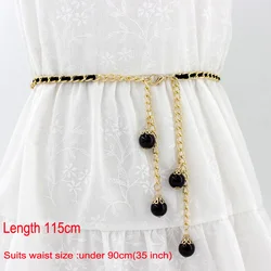 Hot sale Plus size suede metal chain Woman  Dress Decorate pearl Simple Waist Belts