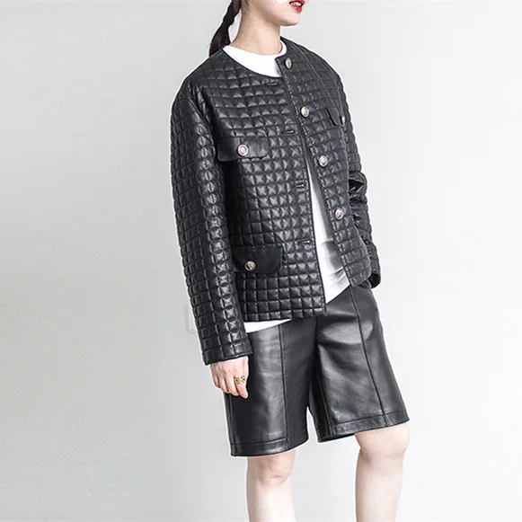 New Spring Autumn Office Lady Overcoats Cotton Wear Thick And Warm Wholesale Sheepskin Coats Genuine Leather Jacket