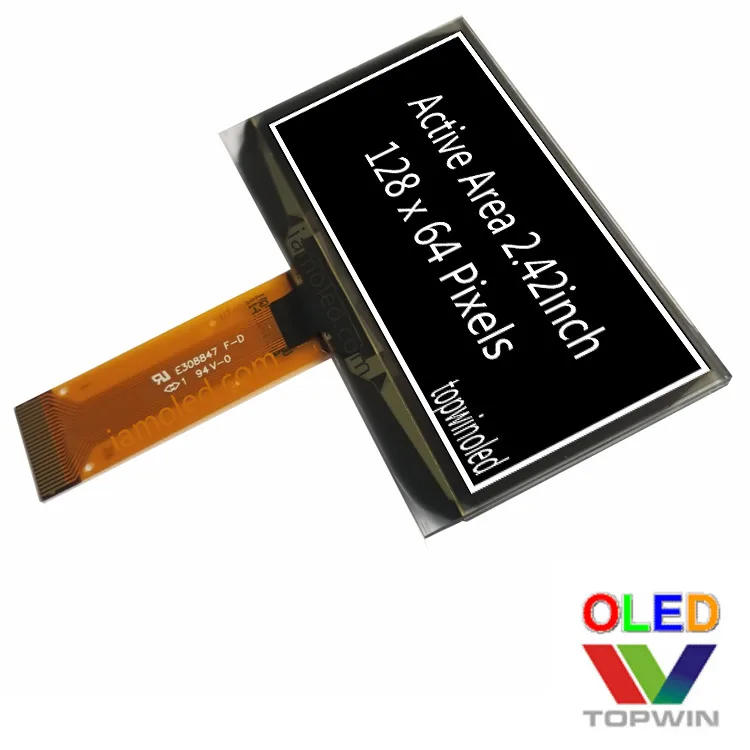 Professional manufacture of 2.42 inch parallel port SPI I2C yellow 24 pin OLED display