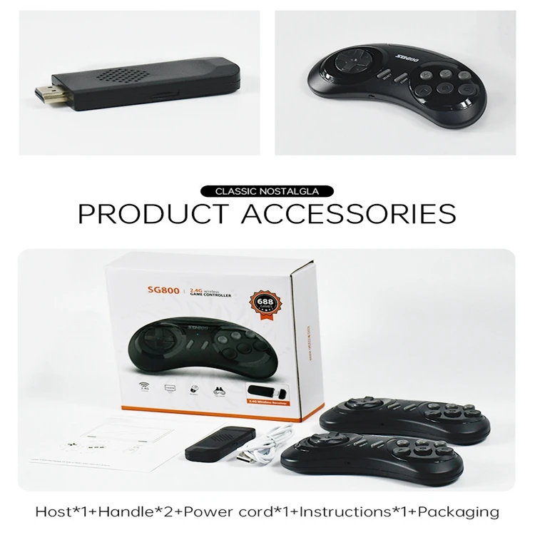 SG800 16Bit 4K Mini Game Stick Retro Video Game Console Classic Gaming Consoles with 688 games For Sega consolas de juegos