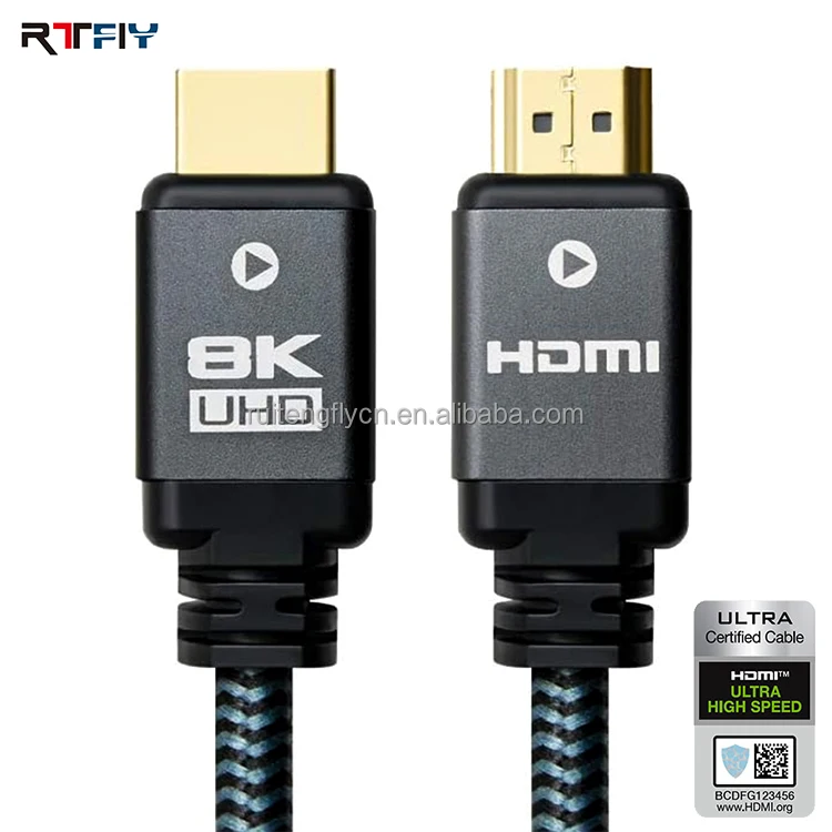 
RTFLY Certified Latest HDMI Version Nylon Mesh HDMI Cable Support HDR TDR Test 8K 60Hz 4K 120Hz HDMI Cable 