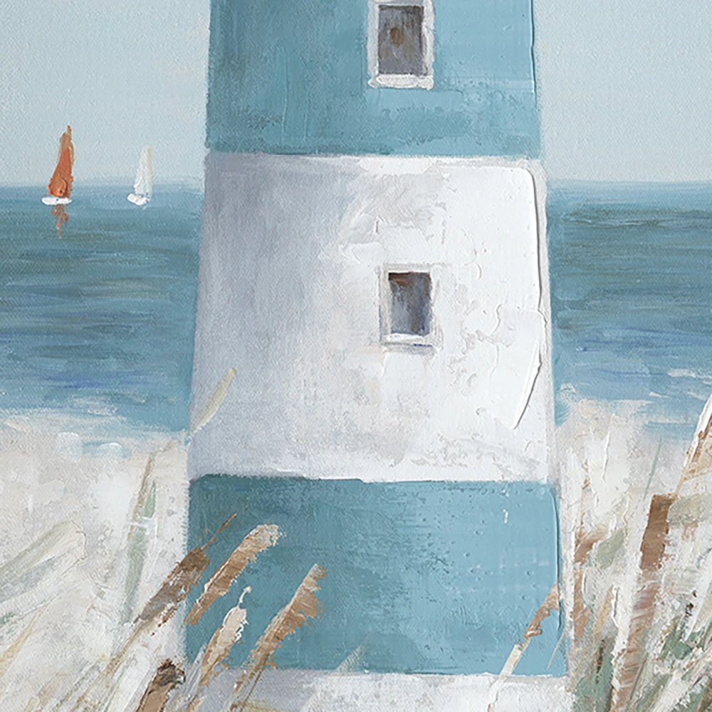 Factory Outlet Canvas Printing Wholesale Portrait Hand Painted Character Wall Art Landscape Seascape Lighthouse Oil Painting