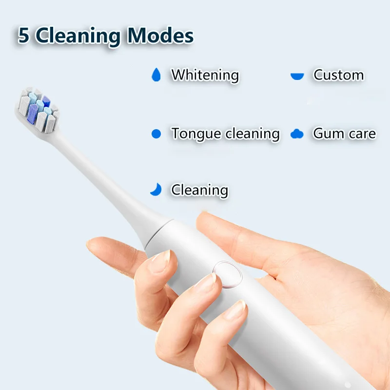 OEM Home Travel 5 Modes Smart Sonic Tooth Brush Rechargeable Ultrasonic Electric Toothbrush for teeth whitening