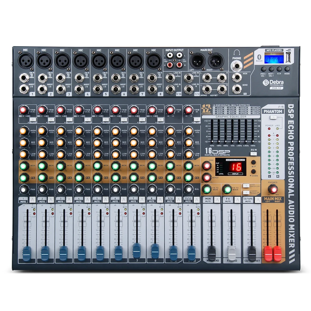 Pro Sound Powered Mixer 12Channel Karaoke professional Multifunction audio mixer DJ console with DSP EFX