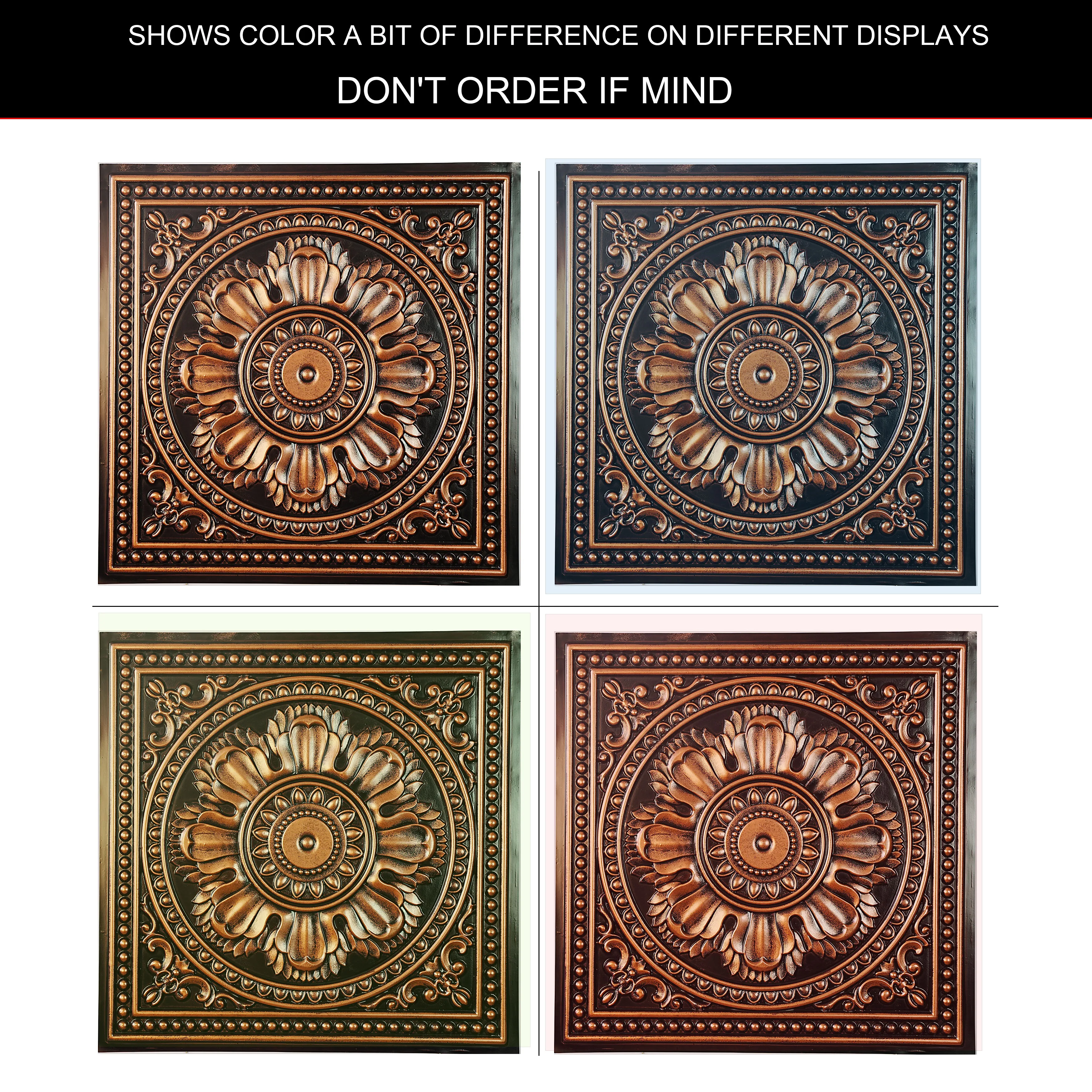 Faux Painting Ceiling Tiles PVC Tin Ceiling Panel Artistic 3D Ceiling Tile for Cafe Club PL17 Traditional copper PAINTSDECOR