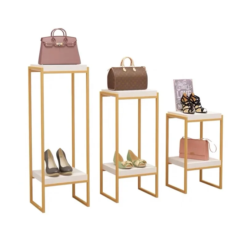 Modern clothing store Display Stand Decoration Stainless Steel Shop Fittings For Bags
