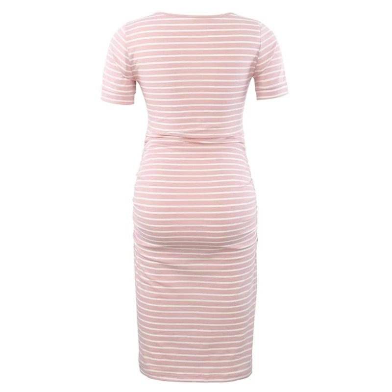 
Black and white striped short sleeve dress for pregnant women and comfortable home dress 