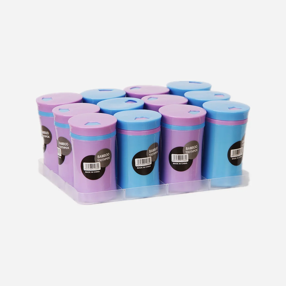 customized sticker Bamboo Toothpicks in plastic bottled packing bamboo toothpick