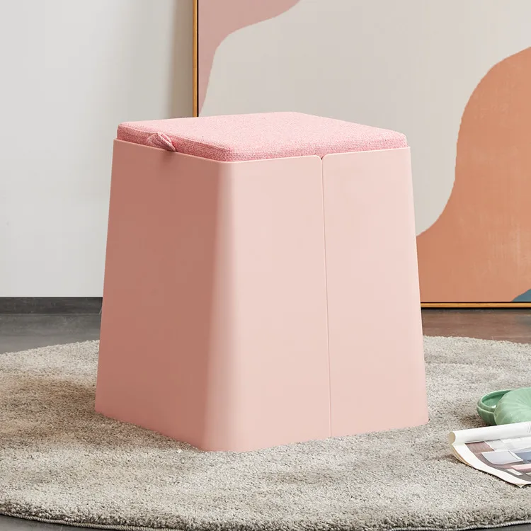 2021 Wholesale Classic living room furniture stylish modern nordic white pp plastic ottoman stool