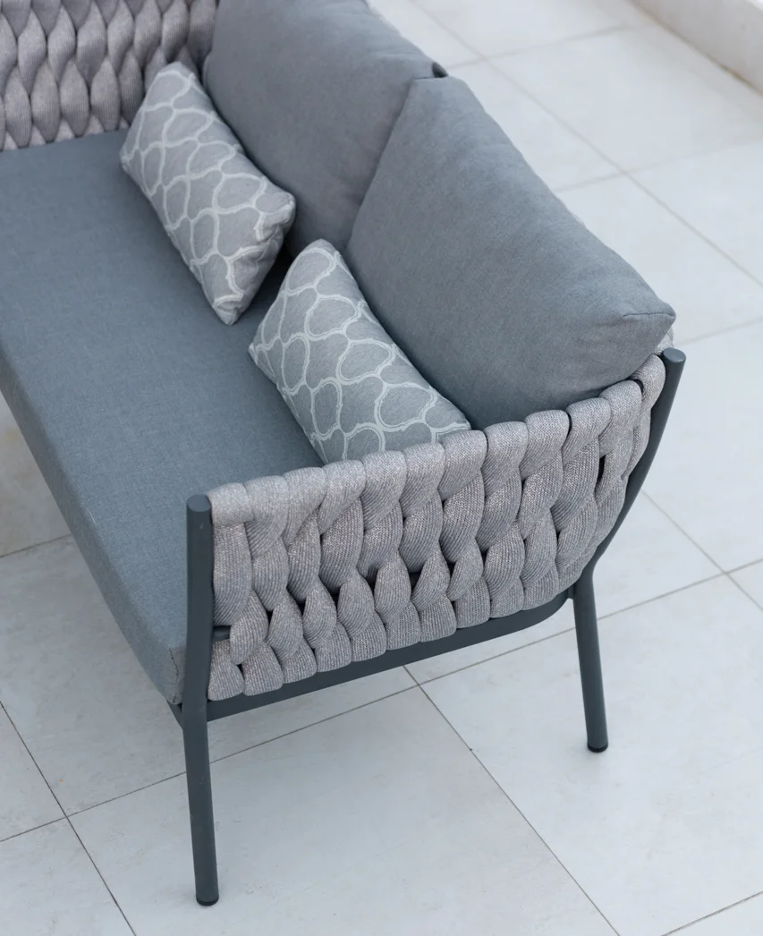 2020 Modern Outdoor Furniture Garden Leisure Rope Aluminum Sofa, Chair and Table Set