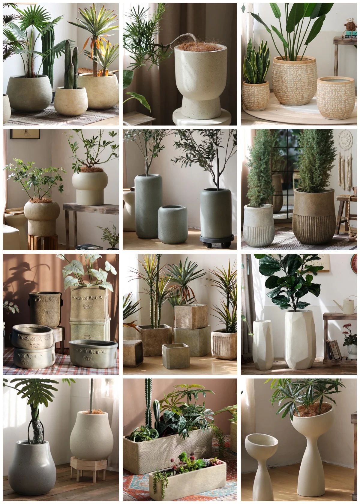 Modern Large Rectangular Plant Pot, Nordic Simple Big Fiberglass Planter Box, Garden Outdoor Fiber Clay Floor Vase