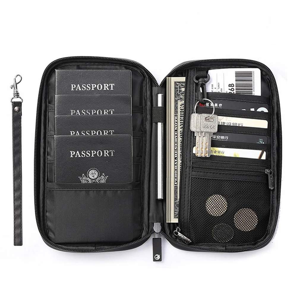 Блочный водонепроницаемый дорожный кошелек с RFID-защитой на заказ, бумажник для паспорта, кредитного удостоверения, чехол-органайзер для документов, держатель для карт