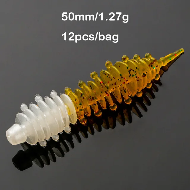 Multi color bionic insect 12pcs/bag bass trout silicone plastic worm bait Carp bulk soft bait fishing lures