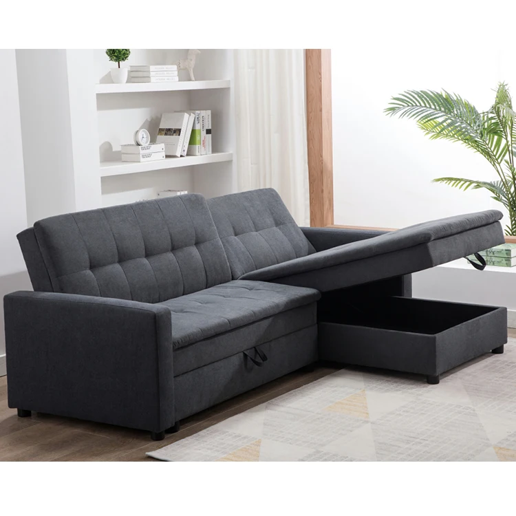 Frank modern luxury gray brown fabric sofa bed bedroom furniture set