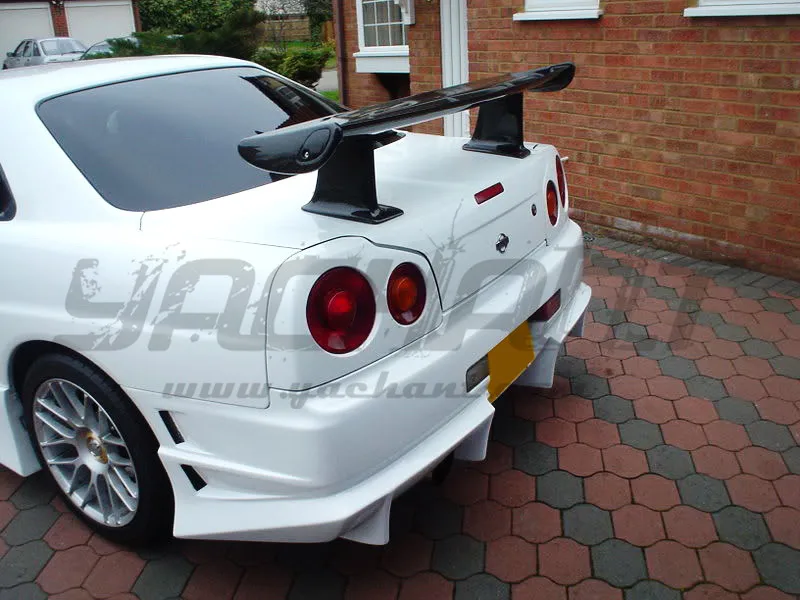 FRP Fiber Glass Trunk GT Wing Fit For 1999-2002 R34 GTT GTR OE Style Rear Spoiler Wing with Jun Higher Leg