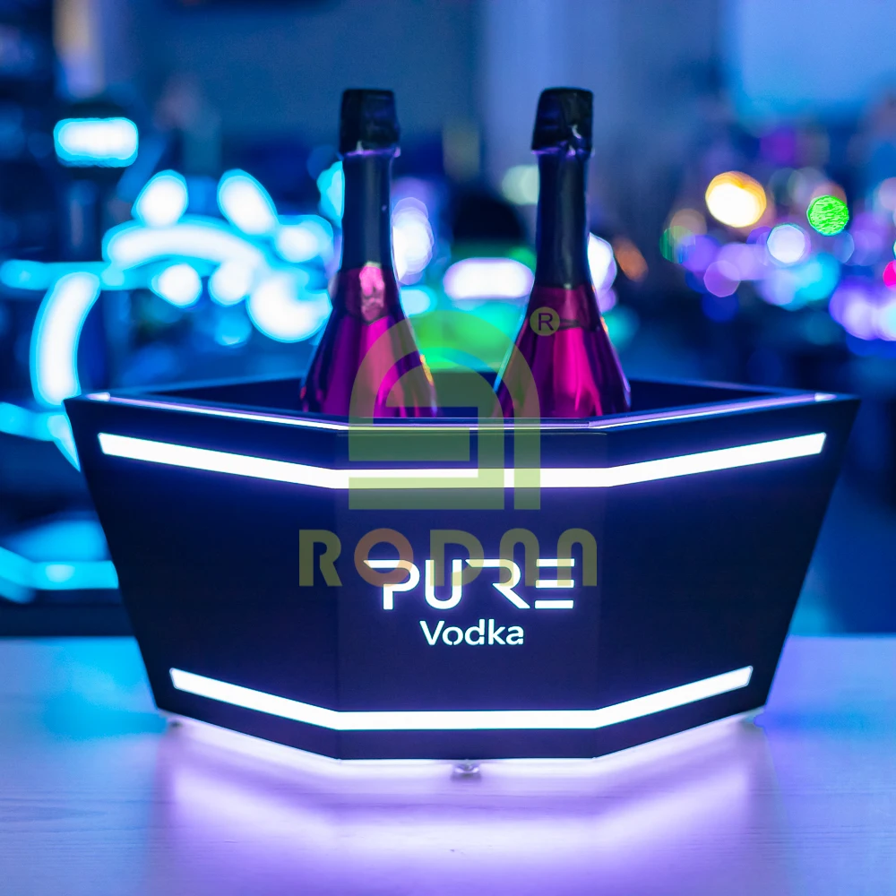 Double Floor Acrylic LED Ice Bucket for Champagne PURE VODKA