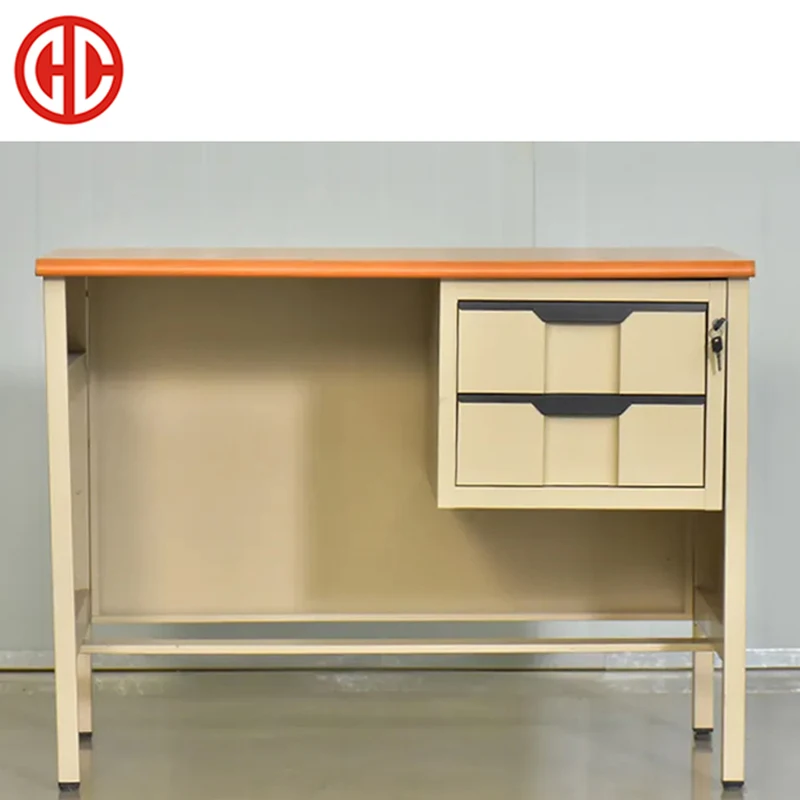 Customized vintage cheap work  steel frames modern pc desktop office furniture desks with cabinet metal office computer table