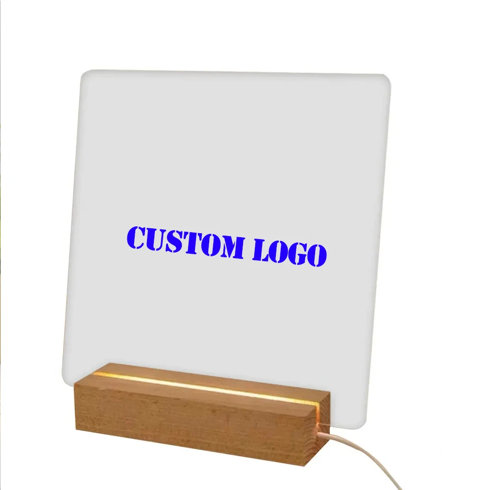 Оптовая цена 3d Иллюзия акриловая деревянная Базовая лампа Oem спальня 7 цветов светодиодная Ночная Новый современный подарок настольная