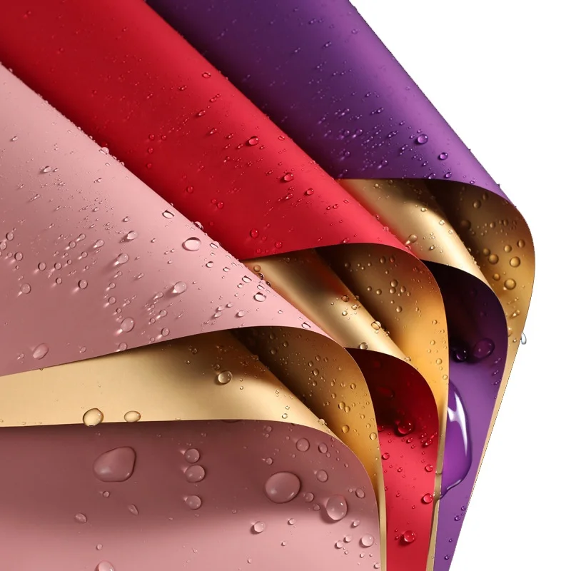 Wholesale Korean Style Gilding Flower Wrapping Paper Bouquet Two Color Pure Face Eurasian Paper Gilded Gold Packing Paper