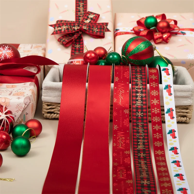 Factory Wholesale Red Ribbon Custom Colors Double Faced Smooth 100% Polyester Printed 1 Inch 25mm Satin Ribbon