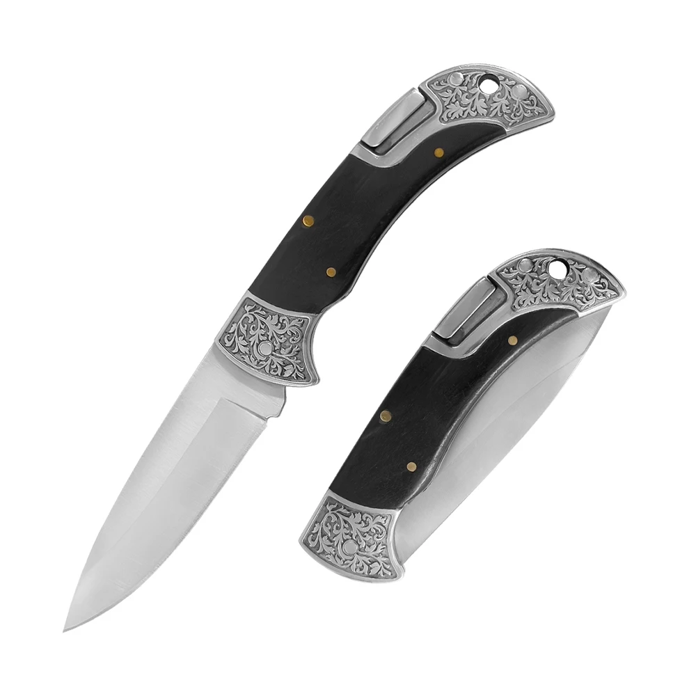 High Quality 3cr13 stainless steel blade wood handle folding Back Lock Bowie Knife