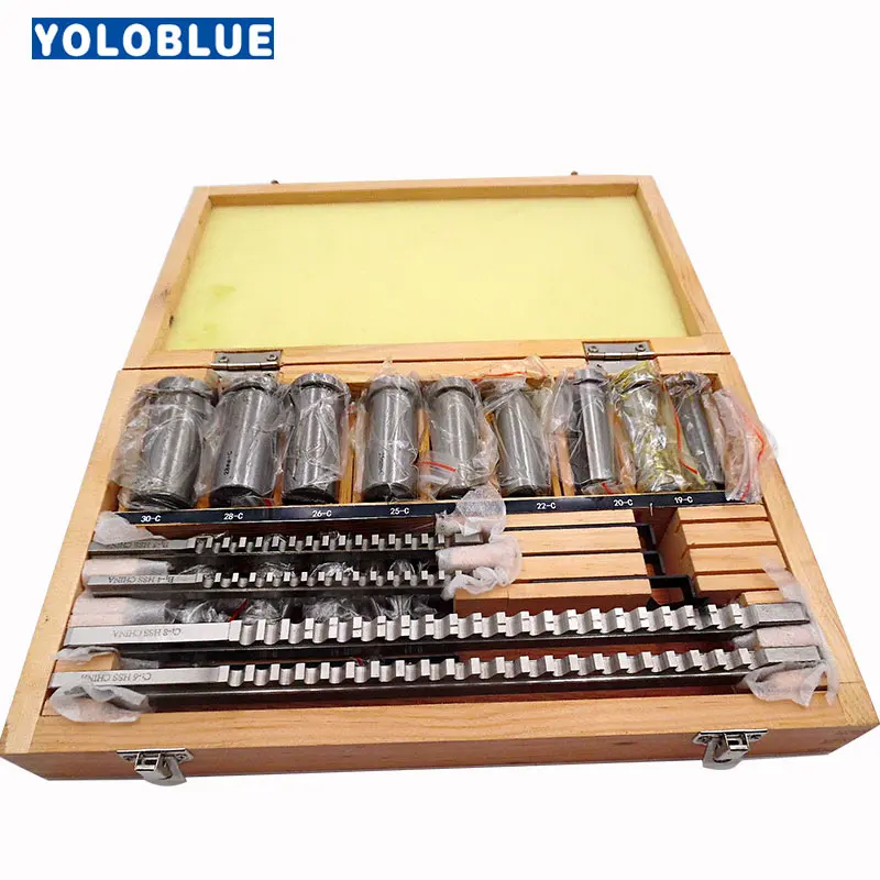 
22 pcs hss Groove keyway broach broaches set key tool Bushing Shim Set Metric System 12-30 HSS Keyway Tool knife for CNC Machine 