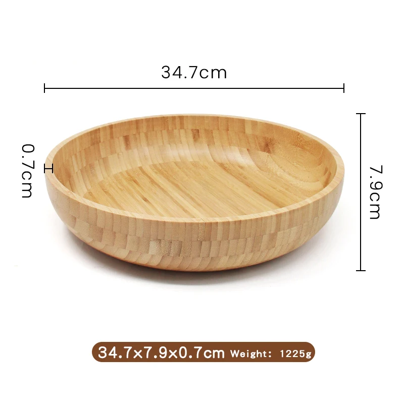 Wholesale 100% Natural Bamboo Salad Bowl Handmade Customized Round Bowl Fruit Salad Bowl for Kitchen