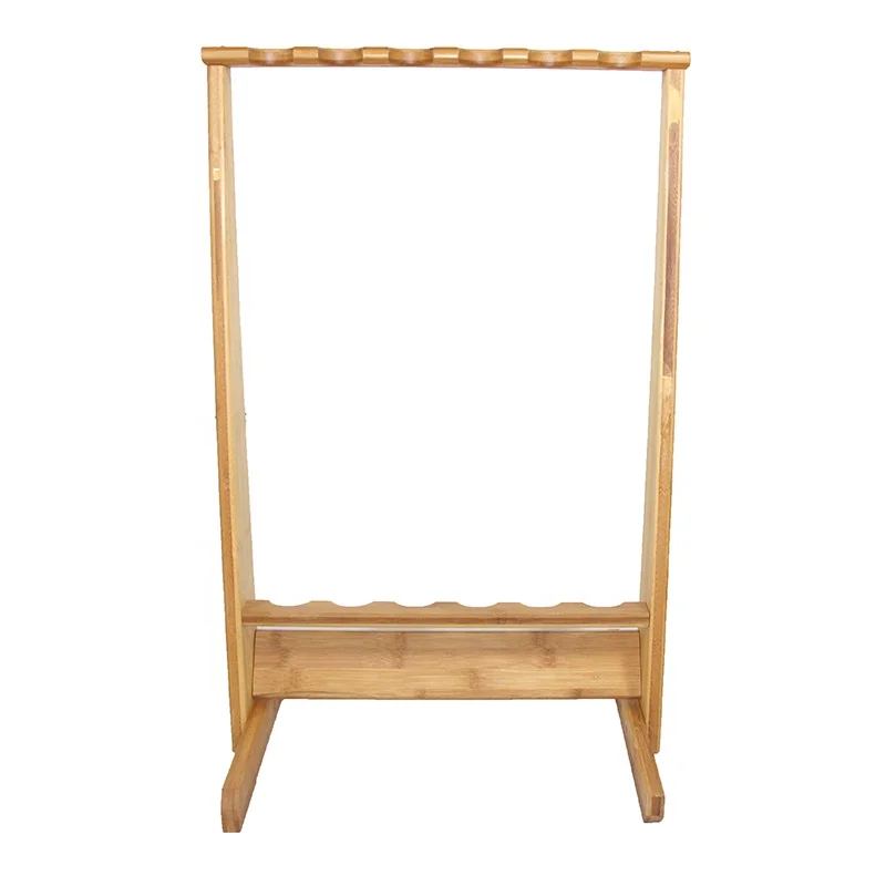 Selco 6 Rods Solid Wood Billiard Cue Racks Large Fishing Rod Organizers Rack Stand Holder