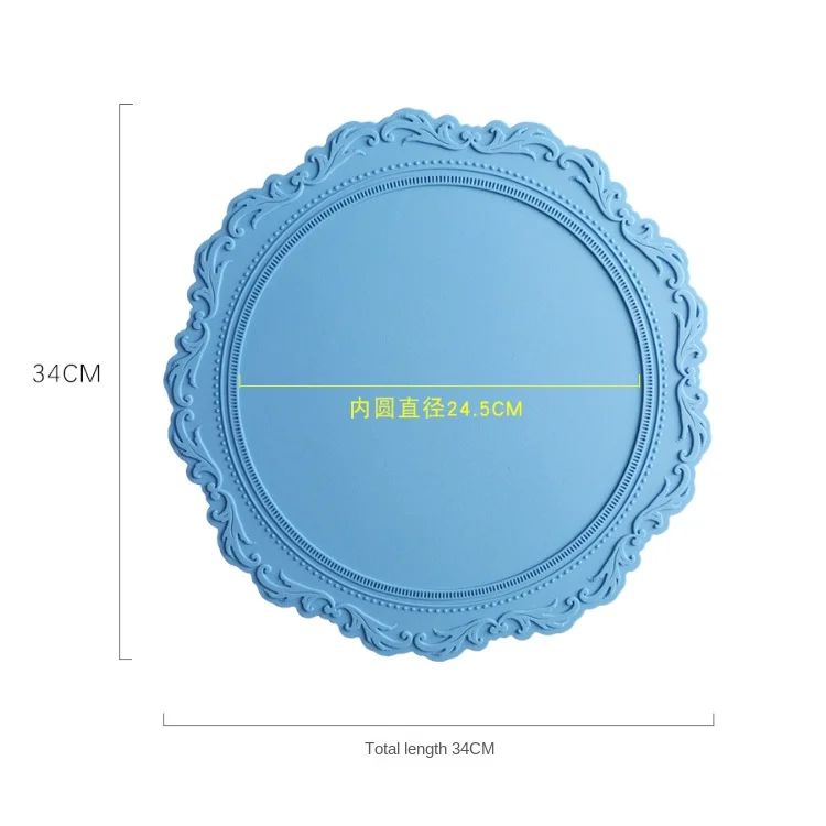 Washable Portable Place Dish Drying Silicone Table Mat 3d European Dinning Table Mat Heat-Resistant Silicone Table Placemat