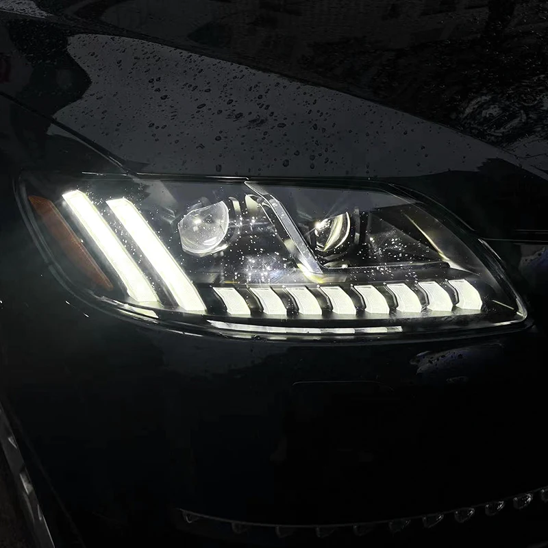 REMABAN Fro Audi Q7 headlight assembly 05-15 Q7 old model modified new laser LED headlight streamer steering