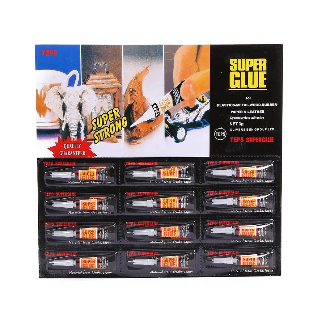 
Professional factory direct supplier ethyl cyanoacrylate 3g super glue for plastic/rubber/glass/metal/wood 