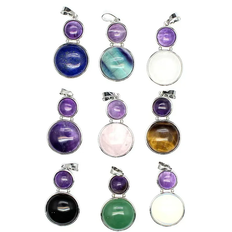 Fashion natural stone jewelry two stones pendant designs gourd shaped charm pendant DIY jewelry accessories pendant for necklace