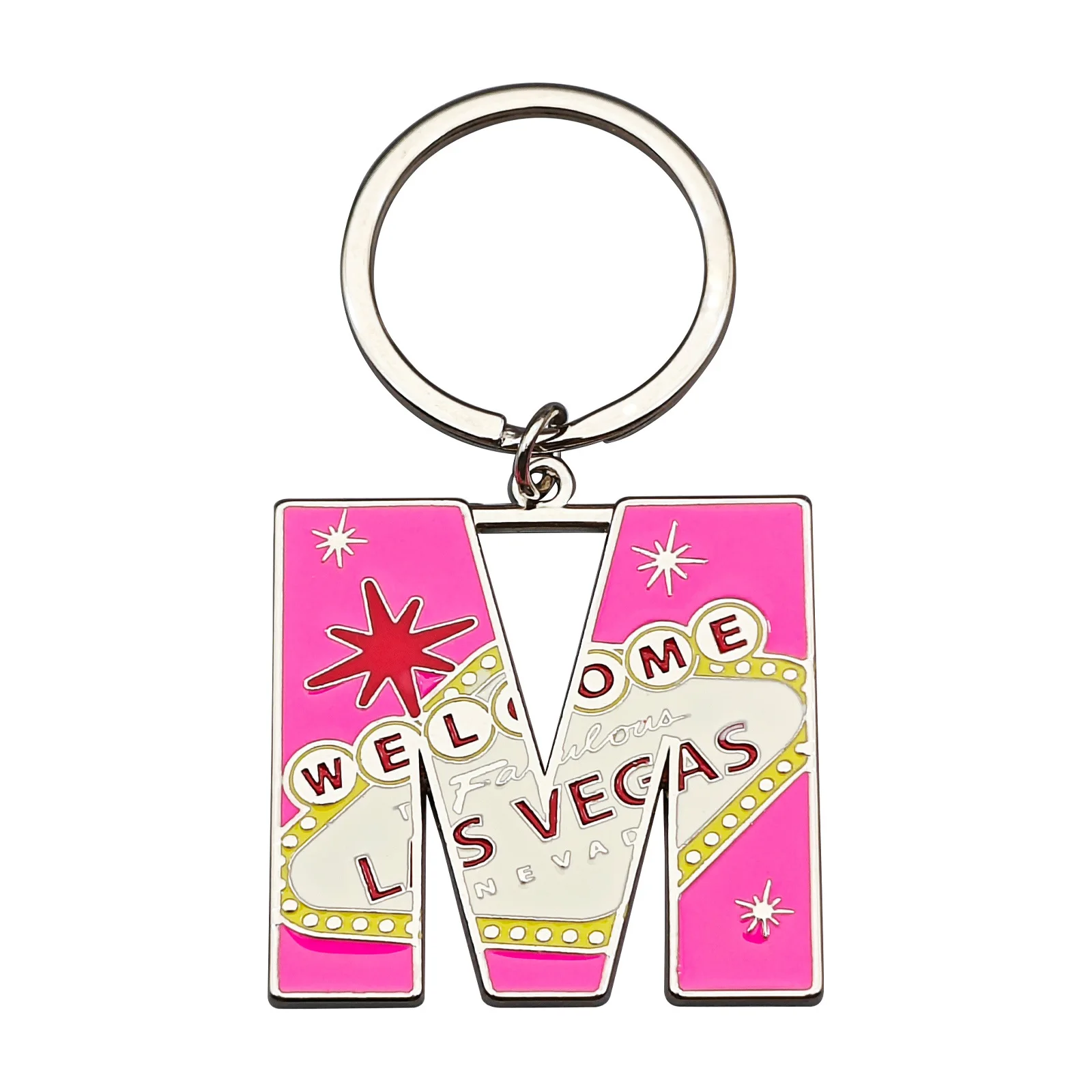 Las Vegas, USA Tourist Souvenirs Metal m Shaped keychain Multicolor pattern Little gifts
