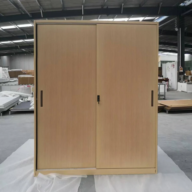 Sliding Door Cupboards Steel Storage Design Couple Cabinet Closet Clothes Almirah Metal Wooden Bedroom Furniture Modern