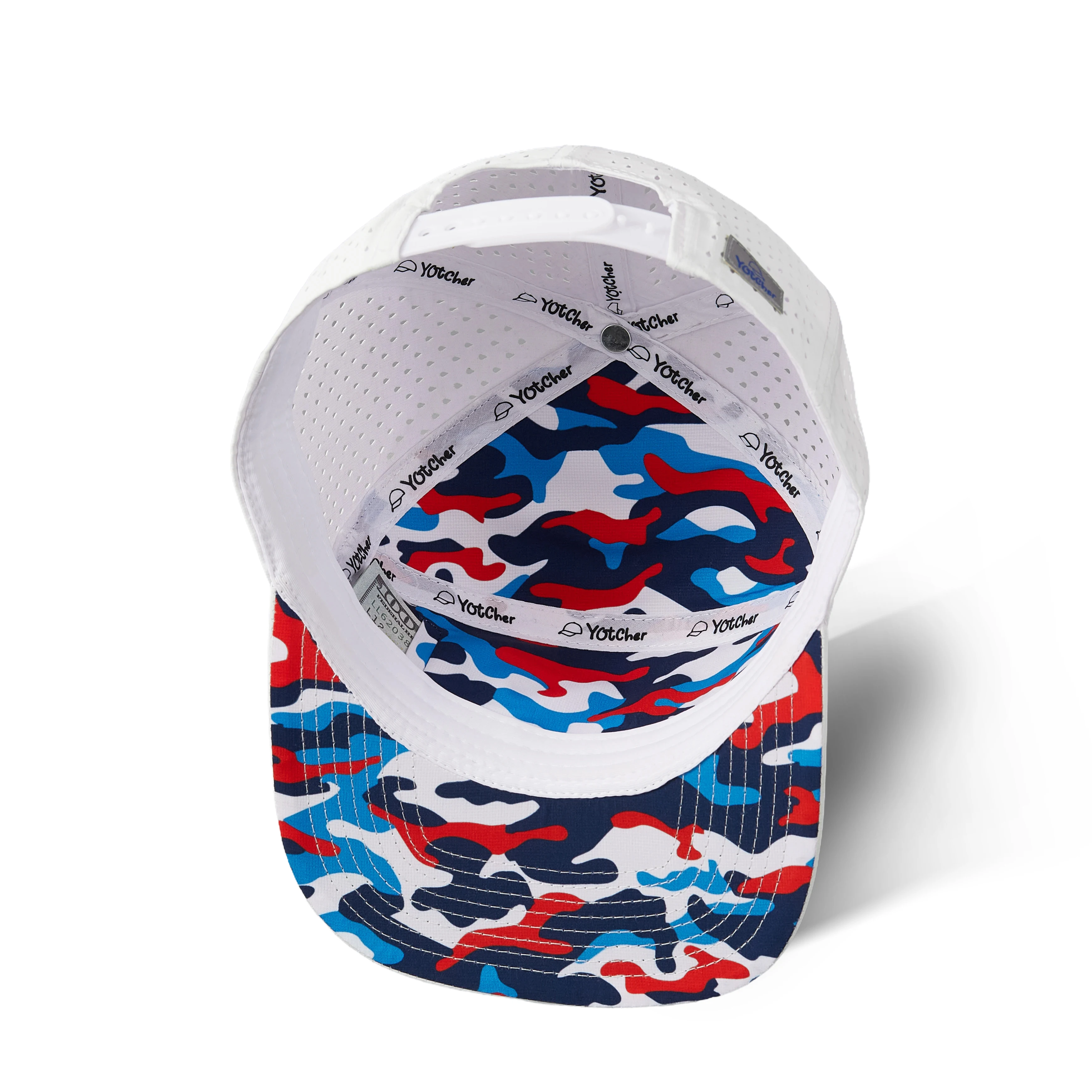 Custom Print Pattern 7 Panel Rubber Patch PVC Logo Flat Bill Waterproof Laser Cutting Drilled Holes Perforated Snapback Caps Hat