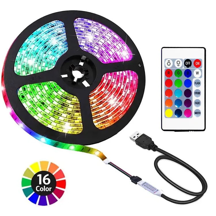 Phone Controller 5V Usb 1 Meter 5M Waterproof IP65 5050 SMD Rgb 120 Led Wifi Smart Led Strip Light with remote for computer pc