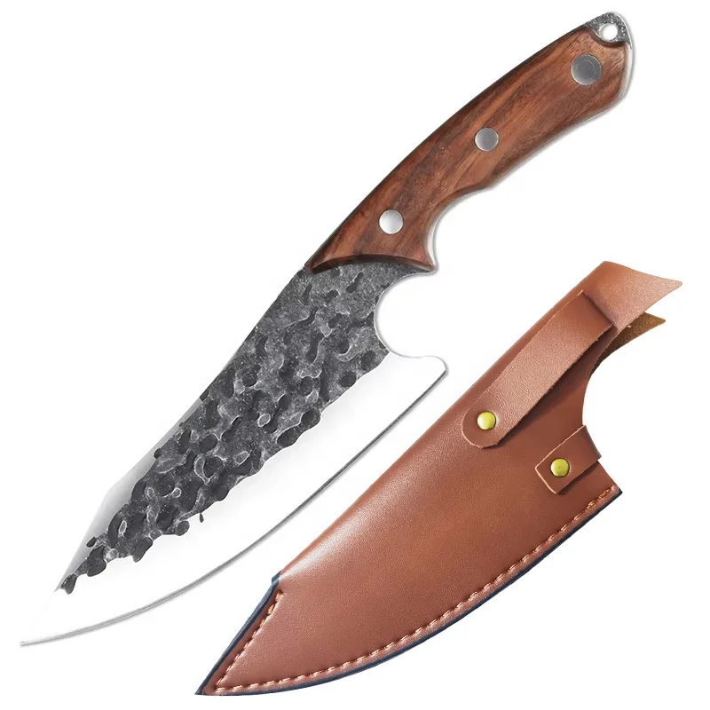 7 дюймов ручной Кованый Нож для мясника японский повар нож убоя мяса Высокоуглеродистая сталь кухонный с футляром