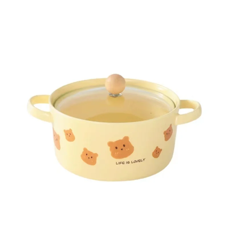Cute bear ceramic tableware ins Korean style cream-colored ceramic plate mug