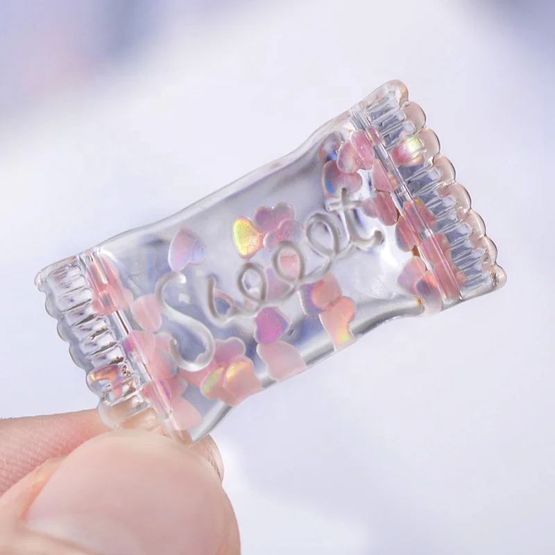
Cute Resin Transparent Candy Flat Back Cabochon Sweet Sugar Style for DIY Phone Case Ornament Decoration 