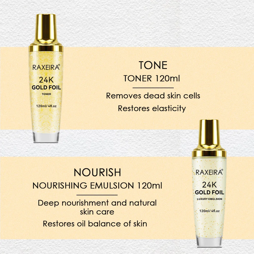 Hot Sale 24K Gold  Anti-aging Skin Care Set Moisturizer Nourishing Serum Cream  Facial Kit 24k Gold Face Serum Set