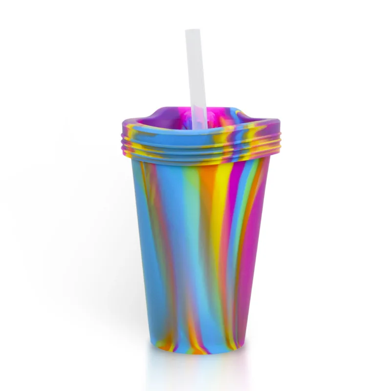 2024 Hot Selling 16OZ Food Grade Silicone Drinking Straw Cup Car Drinking Bottle Cup Silicone Tumbler Coffee Cup For Adults