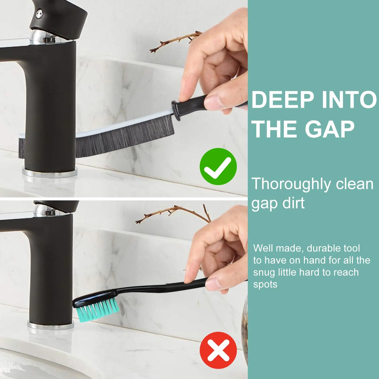 Bathroom kitchen tile window door gap dead corner brush