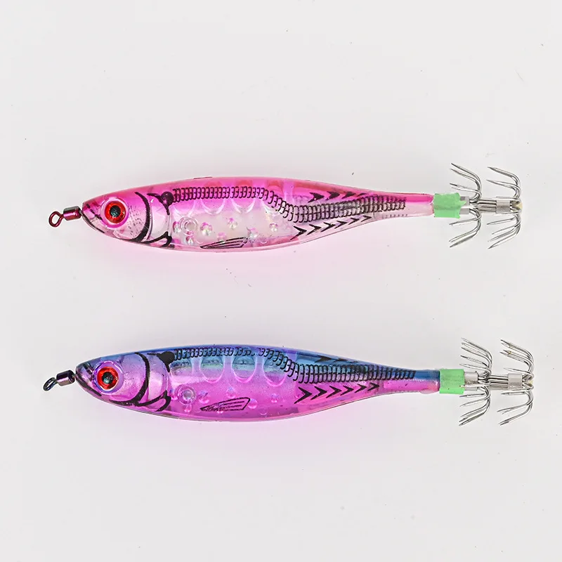10cm 8.8g Hard Shrimp Bait Luminous Egi Squid Jig Lures Wood Shrimp Salt Water Sea Fishing