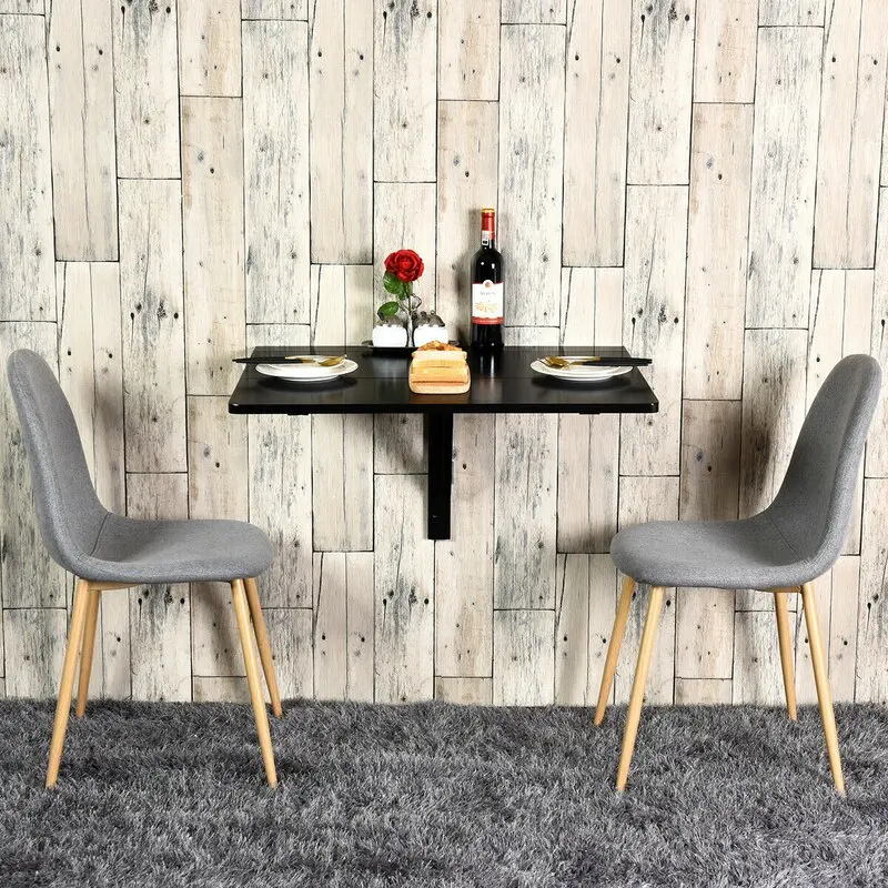 Wall-locked black multifunctional folding table