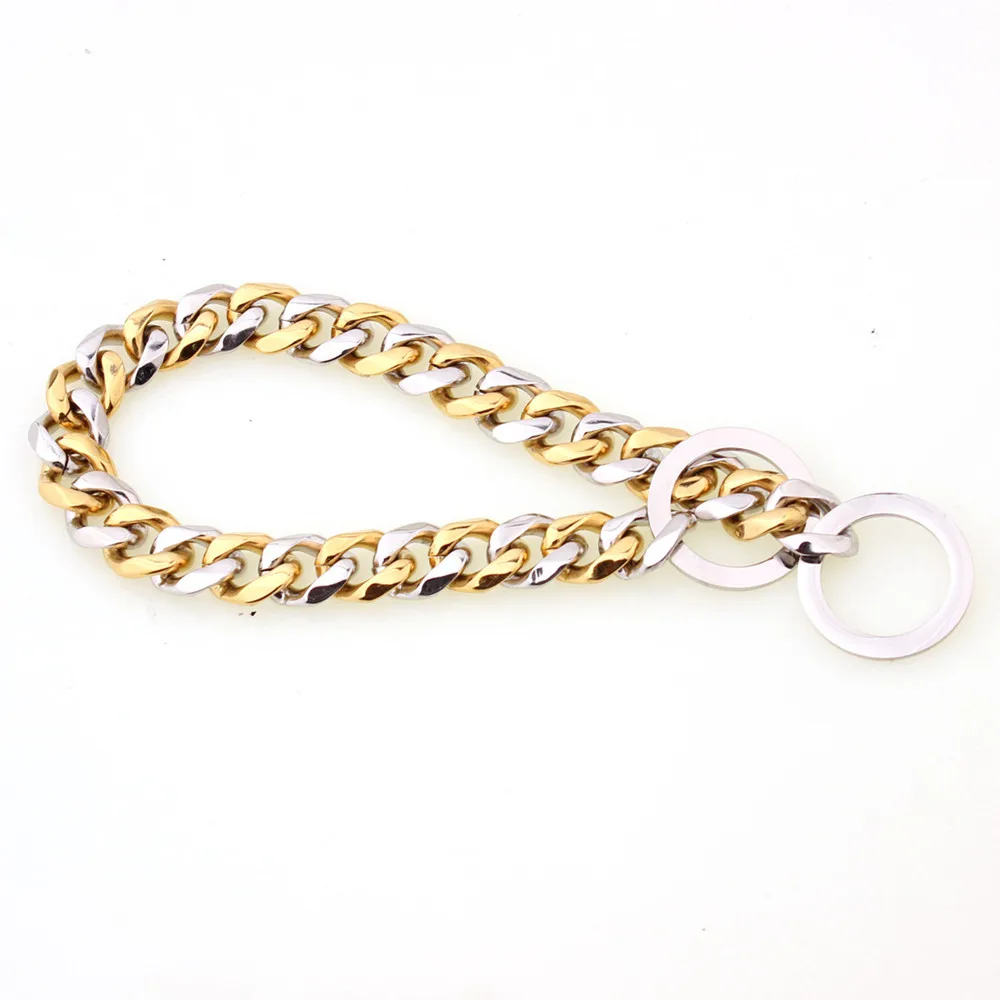 15mm Stainless steel silver gold Slip choke dog chain for Pitbull,Doberman,Bulldog,Rottweiler
