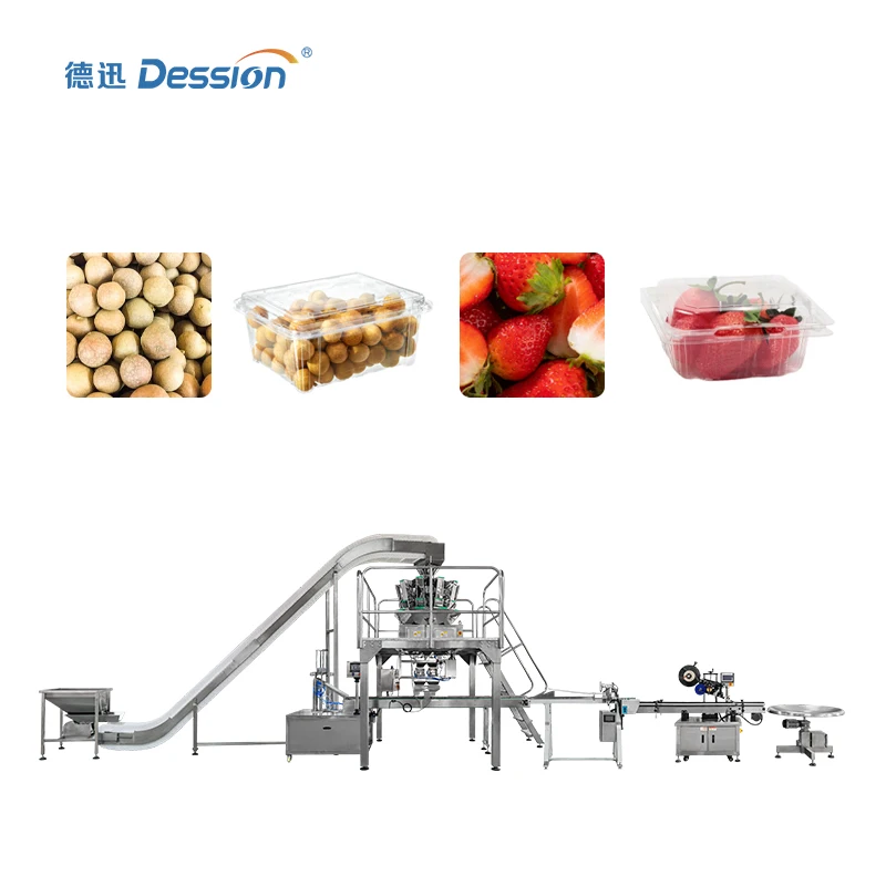 biscuit Strawberry clamshell boxes packing filling line vertical granule packaging production line