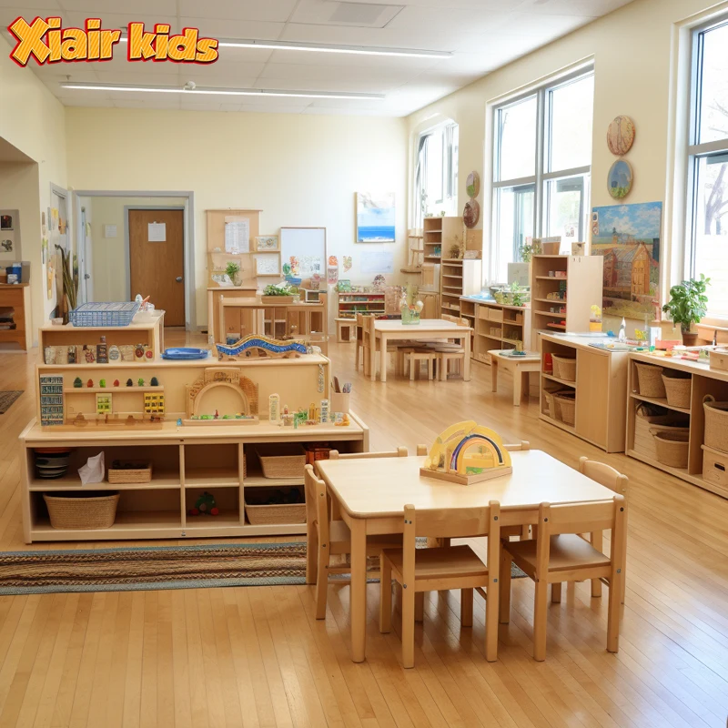 Montessori Kindergarten Preschool Nursery Wooden Classroom Furniture Sets Ideal Classroom Layout Kids Infant Daycare Furniture