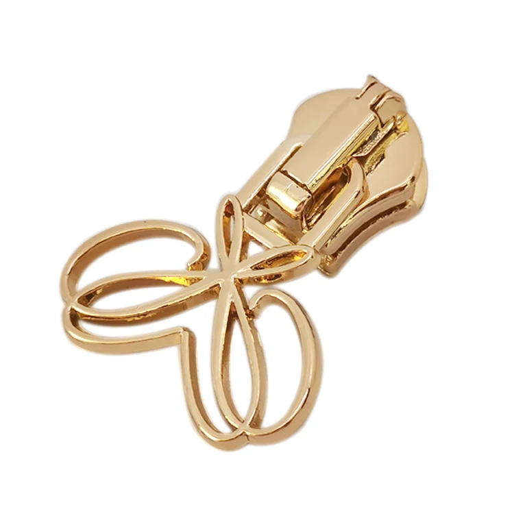 Factory Direct sales cut out logo zip pull custom metal zipper slider puller for bags